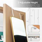 47x14 Mirror Rectangle Full Body Length Door Hanging Wall Mounted Aluminum Alloy Metal Frame Dressing Make-up Mirrors for Entryway Bedroom Bathroom Living Room 47 14 inch Gold
