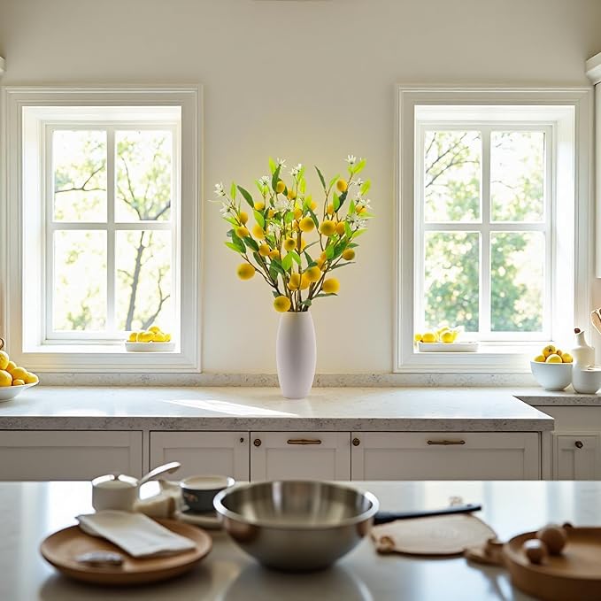5pcs Artificial Lemon.24 Inch Lifelike artificial plants indoor.lemon tree artificial.artificial fruits for decoration.outdoor artificial plants.Used For Homes.Offices, Festivals.Flowers.And Vases