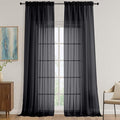 OVZME Black Sheer Curtains 108 Inches Long 2 Panels Set, 59 Inch Extra Wide Lightweight Airy Black Sheer Curtain for Living Room Bedroom, Filmy Voile Rod Pocket, 59Wx108L Inches