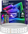 60ft Outdoor LED Strip Lights Waterproof,IP68 Outside Led Light Strips Waterproof with Bluetooth App Remote Control,Music Sync RGB Exterior Led Rope Lights,for Balcony,Deck,Roof,Garden,Pool (60FT)