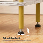 HOOBRO End Tables Set of 2, Small Side Table, Nightstand with 2-Layer Storage Shelves, Sofa Table for Small Spaces, Living Room, Bedroom, Stable Frame, Easy Assembly, Gold and Marble DM09BZP201