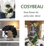 Artificial Black Flowers Fake Roses 50 PCS, DIY Flower Heads with Stem for Crafts Bouquets for DIY Wedding Decorations Centerpieces Arrangements Party Home Garden Decor