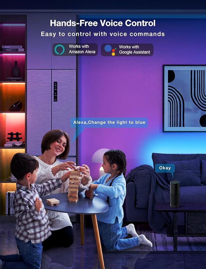 DAYBETTER Smart WiFi Led Strip Lights 200ft App Controlled Work with Alexa and Google Assistant Timer Schedule RGB Strip Color Changing Décor for Bedroom Party Kitchen 100ft*2, TCF0223120W-WA01-V2