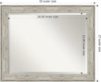 Amanti Art Silver Bathroom Mirror for Over Sink, 27x33 Crackled Metallic Rectangle Vanity Mirror, Large Country Rustic Frame, Hangs Horizonally and Vertically, Bathroom Wall Decor, Beveled Edge