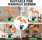 CXGS Orchids Artificial Flowers Real Touch Fake Flowers in Ceramic Pot 20" Orange Faux Orchid Plant Lifelike Silk Phalaenopsis for Centerpiece Hotel Home Indoor Decor