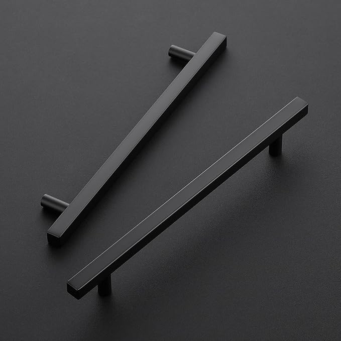 Ravinte Black Cabinet Handles 5 Pack 7-1/2 inch Matte Black Square Cabinet Pulls Kitchen Hardware 10 inch Overall Length Kitchen Drawer Pulls