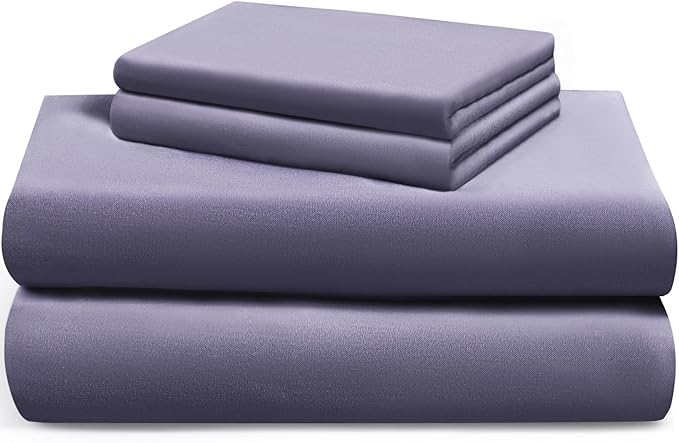LuxClub Full Size Bed Sheets, 100% Rayon Derived from Bamboo Cooling Sheets, Breathable & Soft Deep Pocket Up to 16", Hotel Luxury Silky Sheets Full Size Set, Light Grey