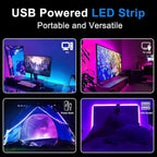 CHARKEE 50ft LED Lights USB-Powered, RGB Strip Lighting for Bedroom/TV Backlight/Gaming Lighting, Color Changing Bluetooth Led Lights with Smart App Control, Music Sync Sound Reaction