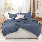 Litanika Comforters Bluish Grey Twin/Twin XL Size, 2 Pieces Lightweight Solid Bedding Set & Collections, All Season Fluffy Bed Set (66x90In Comforter & 1 Pillowcase)