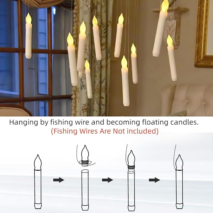 Homemory LED Batteries Operated Taper Candles with Remote, Flickering Light Flameless Taper Window Candles, Set of 12 Warm Yellow Fake Candles for Halloween, Church, Party
