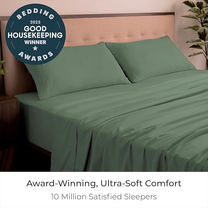 Mellanni King Sheets Set - 4 PC Iconic Collection Bedding - Hotel Luxury, Extra Soft, Cooling Bed Sheets - Wrinkle, Fade, Stain Resistant (King, Sage)