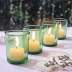 LETINE Green Glass Votive Candle Holders Set of 36 - Tealight Candle Holders for Spring & Summer Wedding and Christmas Centerpieces - Ideal Candle Jars for Making Candles