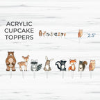 Forest Critters Painted Wooden Animal Cutout Shapes (Cupcake Topper (Set of 5))
