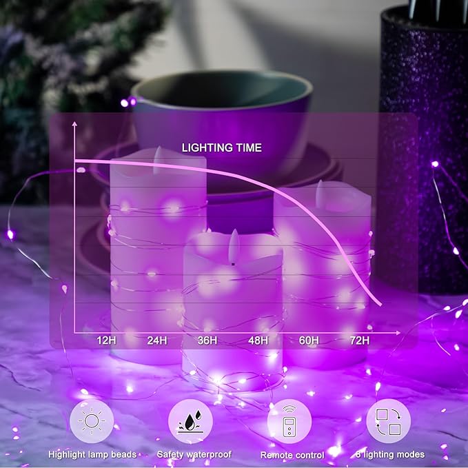 6PCS Fairy Lights Battery Powered with Remote, 7ft 20LEDs Pink Twinkle Mini Lights with Timer, Waterproof Small Silver Wire Firefly Starry for DIY Wedding Party Christmas