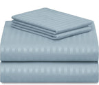 LuxClub 4 PC Queen Size Sheet Set Bed Sheets, Breathable Luxury Deep Pockets 16" Wrinkle Free Cooling Sheets Machine Washable Hotel Bedding (Queen, Striped Light Blue)