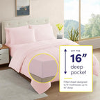 California King Comforter Set - Soft & Breathable 7-Piece Bedding Collection - 1 Comforter, 1 Fitted Sheet, 1 Flat, 4 Pillowcases - Deep Pocket - Premium Quality - Ideal for All Seasons, Pale Pink