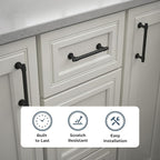 Franklin Brass - Francisco Matte Black Cabinet Handles 5 Inch (5") Hole Center Pulls | Easy Install, Durable Hardware for Kitchen Cabinet Door, Drawers, Dresser Pull, Furniture (5 Pack)
