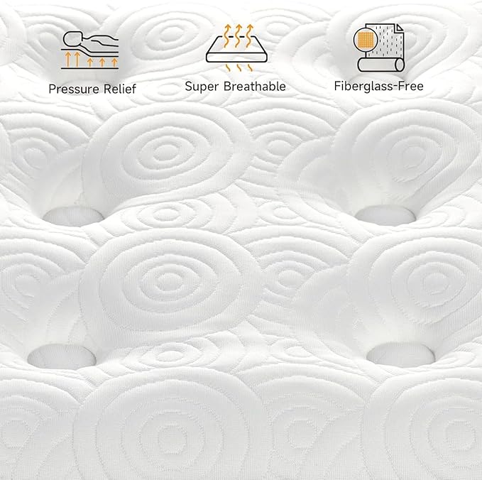 Vesgantti Full Size Mattress, 12 Inch Hybrid Full Mattress in a Box, Pillow Top Double Bed Mattresses, Gel Memory Foam and Pocket Coils Innerspring Mattresses, Pressure Relief, Medium Firm Plush Feel