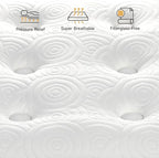 Vesgantti Full Size Mattress, 12 Inch Hybrid Full Mattress in a Box, Pillow Top Double Bed Mattresses, Gel Memory Foam and Pocket Coils Innerspring Mattresses, Pressure Relief, Medium Firm Plush Feel