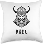 Nordic Vikings Legends Old Norse Mythology Gods Nordic Scandinavian Legends Old Norse Mythology Gods Borr Throw Pillow, 18x18, Multicolor
