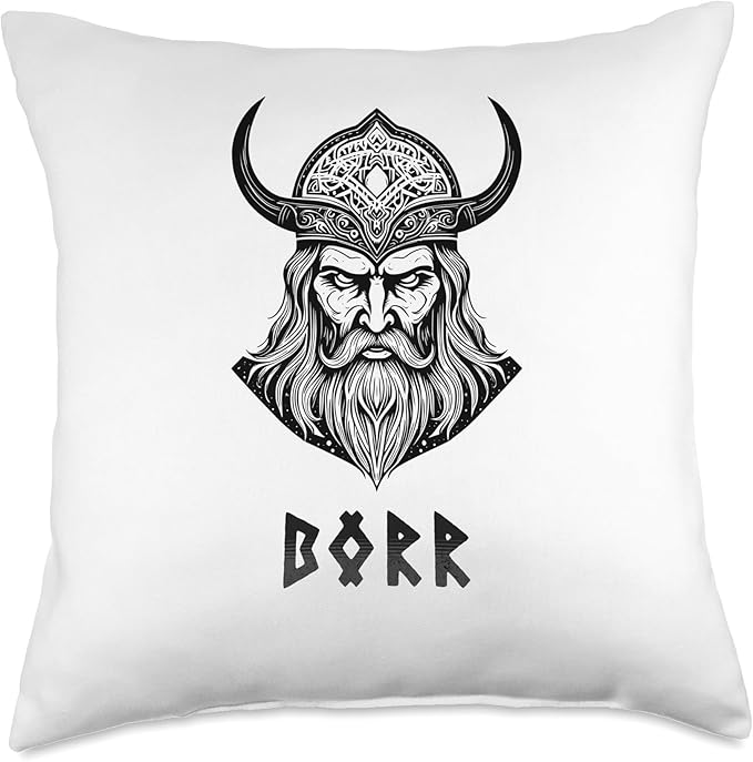 Nordic Vikings Legends Old Norse Mythology Gods Nordic Scandinavian Legends Old Norse Mythology Gods Borr Throw Pillow, 18x18, Multicolor