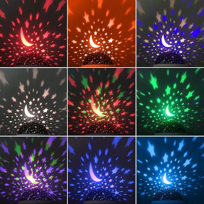 Night Light for Kids, Toys for 3 4 5 6 7 8 Year Old Boys Girls, Star Projector 360 Degree Rotation - 4 LED Bulbs 12 Light Color Changing with USB Cable, Romantic Gifts for Men Women Children