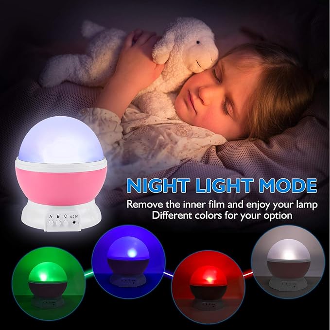 Night Light for Kids, Toys for 3 4 5 6 7 8 Year Old Boys Girls, Star Projector 360 Degree Rotation - 4 LED Bulbs 12 Light Color Changing with USB Cable, Romantic Gifts for Men Women Children