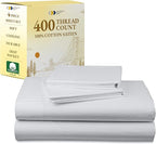 California Design Den Striped King Size Sheets Set - Soft 400 Thread Count Sateen, Natural 100% Cotton Sheets with Deep Pockets, Cooling and Durable Bedding Set - Striped White