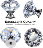 26 pcs Glass Cabinet Knobs Crystal Drawer Pulls Clear 30 mm Diamond for Kitchen, Bathroom Cabinet, Dresser and Cupboard by DeElf