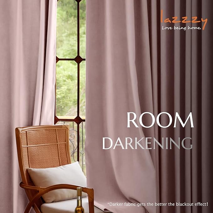 Lazzzy Velvet Blackout Curtains Thermal Insulated Room Window Drapes Super Soft Luxury Curtains for Living Room Bedroom Rod Pocket 2 Panels, Dusty Pink, 52" W x 90" L