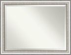 Amanti Art Silver Bathroom Mirror for Over Sink, 35x45 Salon Silver Rectangle Vanity Mirror, X-Large Traditional Frame, Hangs Horizonally and Vertically, Bathroom Wall Decor, Beveled Edge