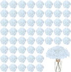 Artificial Flowers Silk Hydrangea Heads with Stems Fake Flowers for Wedding Home Party Shop Baby Shower Decor (White)