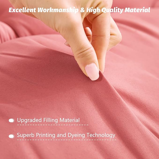 MAXYOYO Japanese Floor Mattress Futon Mattress, Thicken Sleeping Pad Foldable Roll Up Floor Futon for Adults Tatami Mat Dormitory Bed Lounger, Pink, Full Size