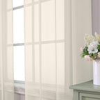 Aiyufeng Cream Sheer Curtains 54 Inch Length 2 Panels Set for Living Room, Light Filtering Green Window Sheers Drapes for Bedroom, Each 42" W x 54" L