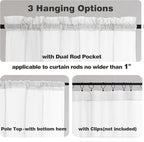 Chyhomenyc White Sheer Curtains 36 inch Length 2 Panels Set, Light Filtering Voile Rod Pocket Short Window Curtians for Bathroom Living Room Farmhouse Small Windows, Each 42Wx36L in, 2PCS, White