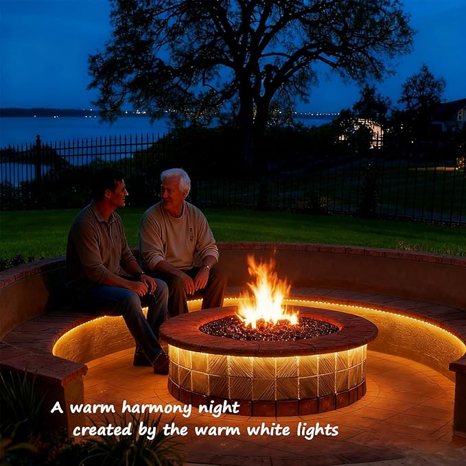 48ft Warm White LED Rope Lights Outdoor - 324 LEDs Christmas Rope Lights, 120V ETL Certified, Connectable to 192ft, Weather-Resistant, w/24 Mounting Clips & Screws - Cozy Home & Café Decor