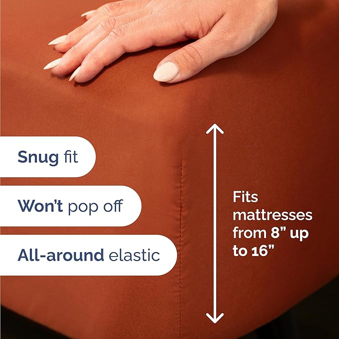 Twin Size 3 Piece Sheet Set - Comfy Breathable & Cooling Bed Sheets Set - Hotel Luxury Bedding for Women, Men, Kids, Teens, Boys & Girls - Deep Pockets, Soft and Wrinkle Free - Oeko-Tex - Terracotta