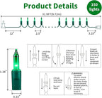 LAMPHOME Super-Bright Extendable Green Christmas Lights Decoration 150Lights 31.9ft UL Certified Mini Bulb String Lights Set for Outdoor Christmas Tree Garden Holiday Party Patio Wedding Garland Decor