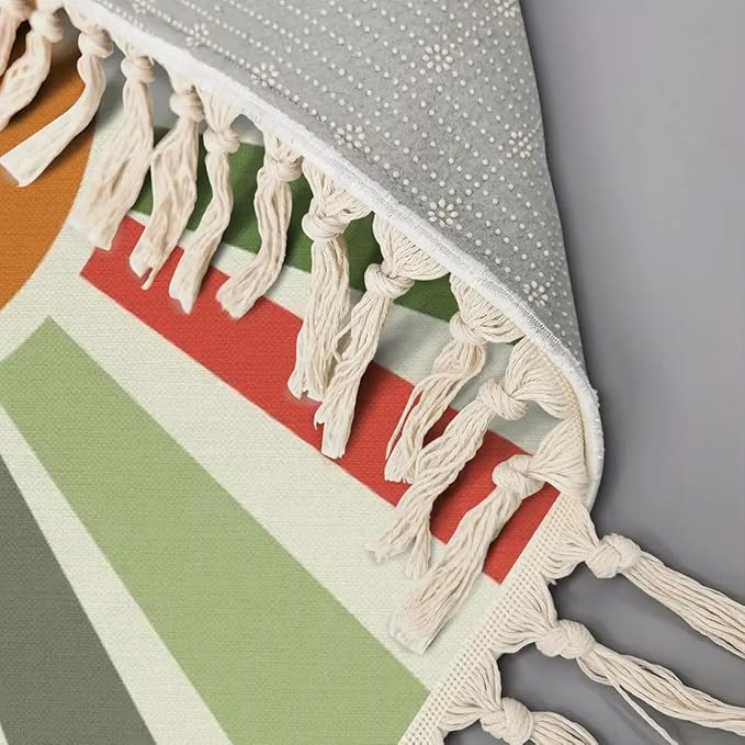 Retro Sun Boho Rug Colorful Cute Rainbow Area Carpet Non-Slip Throw Rugs Mat Pad Washable Floor Mat Minimalist Decor for Living Room Bedroom Kids Room Nursery Playroom Classroom Dorm 4'x6'