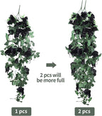 RECUTMS Flowers Artificial Hanging Plants 2PCS 3.3Ft Rose Vine for Home Room Garden Wedding Indoor Outdoor Decoration (Black)