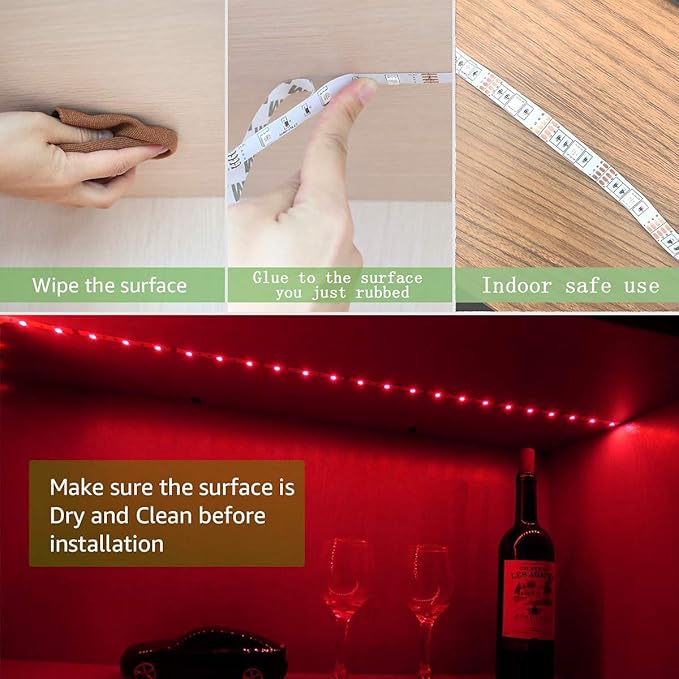 2m Battery Powered Led Strip Lights, LED Strip with 24 Keys Remote Control for Party and DIY Decoration, 2 Pack