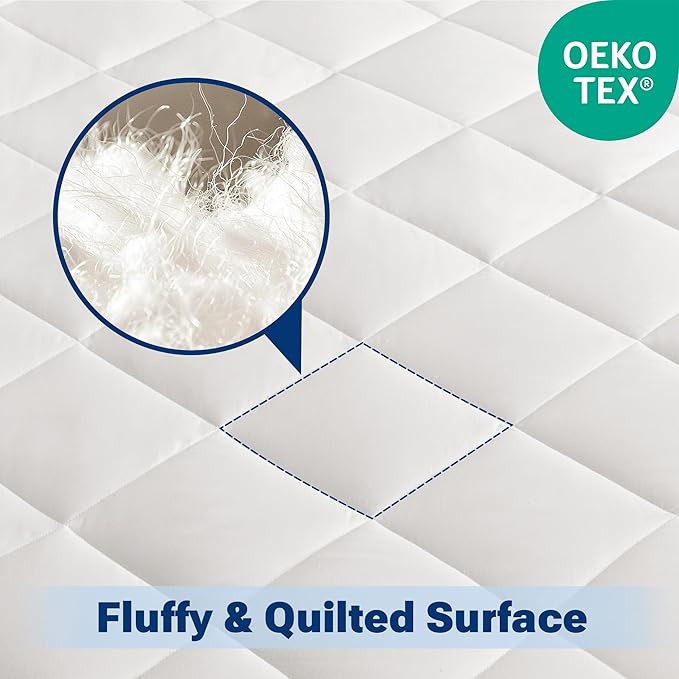 Sleep Philosophy Waterproof Mattress Protector King Size Mattress Pad, 3M Scotchgard, Quilted & Fitted Microfiber Mattress Topper, Noisless & Deep Pocket Fits Up to 20" Mattress, King White