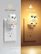 DORESshop Owl Night Lights Plug Into Wall [2 Pack], Cute Night Light for Kids, 8-Color LED Night Light, Nightlight with Dusk to Dawn Sensor for Kids Room, Bathroom, Bedroom Décor, Children Gift