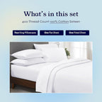 California Design Den 6 Pc King Size Sheet Set with 4 Pillowcases - Soft 400 Thread Count 100% Cotton Sheets, Sateen, Deep Pockets with All Around Elastic, Cool & Durable Bedding Set - White