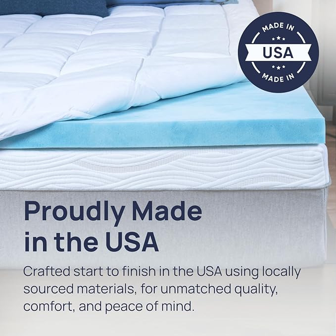 Sure2Sleep Gel Swirl Memory Foam Mattress Topper - 3 Inch, Pressure Relieving, Cooling Comfort - Made in The USA & CertiPUR-US Certified - Softens Firm Beds and Extends Mattress Life - King Size