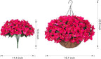 Artificial Fake Hanging Flowers Plants Basket for Outdoors Decoration, Faux Silk Bougainvillea Flowers in Planter UV Resistant Realistic Flower for Outside Porch Patio Garden Yard Home Decor (Hotpink)