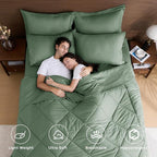 HEVUMYI Sage Green Full Comforter Set - 7-Piece All Season Bed in a Bag Full, Ultra Soft Bedding Set with Comforter, Flat Sheet, Fitted Sheet, Pillowcases, Pillow Shams, Sage Green