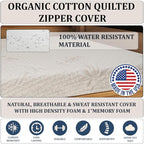 Foamma 12” x 24” x 72” Truck, Camper, RV High Density Foam Bunk Mattress, Organic Cotton Cover, Made in USA, Comfortable, Travel Trailer, CertiPUR-US Certified