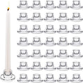 36 PCS Glass Taper Candle Holders Bulk Candlestick Holders Clear Short Tapered Candle Stick Holder Decor Set for Table Centerpiece Wedding Party Advent Christmas Home Decorations (36, Clear)