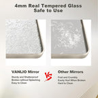 24x32 Inch Brushed Nickel Bathroom Mirror, Brushed Silver Metal Framed Wall Mirror, Rounded Corner Rectangle Modern Vanity Mirror, Tempered Glass, Anti-Rust, Shatterproof (Horizontal/Vertical)